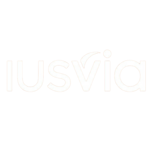 Logo IUSVIA versione bianca con sfondo trasparente